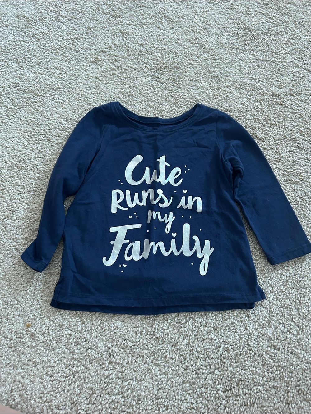 Jumping Beans 18 Month “Cute Runs In Family” Navy Longsleeve Top